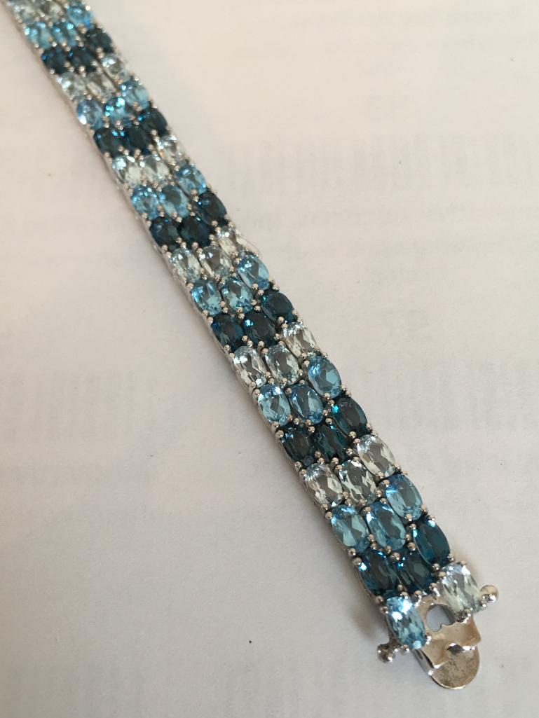 .925 Silver Multi Color Blue Stone Bracelet