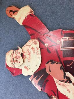 Vintage Plywood Standing Life Size Santa Claus