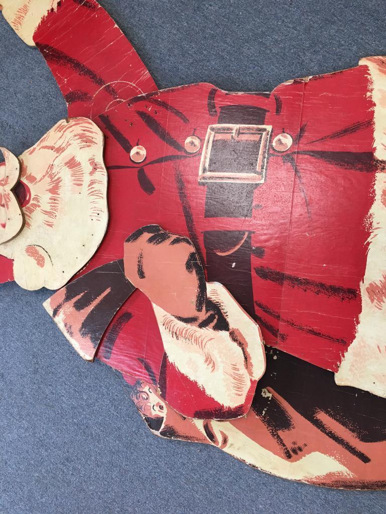 Vintage Plywood Standing Life Size Santa Claus