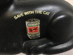 Vintage Plastic Eveready Black Cat Bank 1981