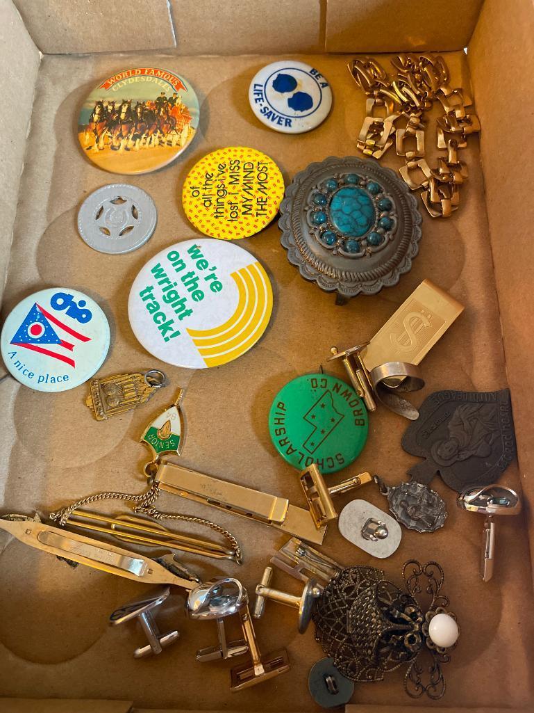 Treasured Lot of Pins, Belt Buckle, Cuff Links and More!