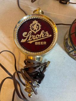 Vintage Hudepohl and Stroh's Plastic Beer Lights, The Hudepohl has some damage to edges, Please Note