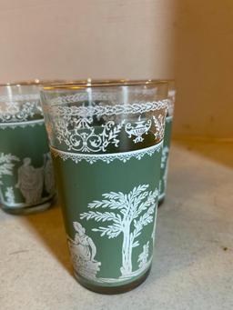 Set of Wedgewood Style, Vintage Drink Glasses as Pictured