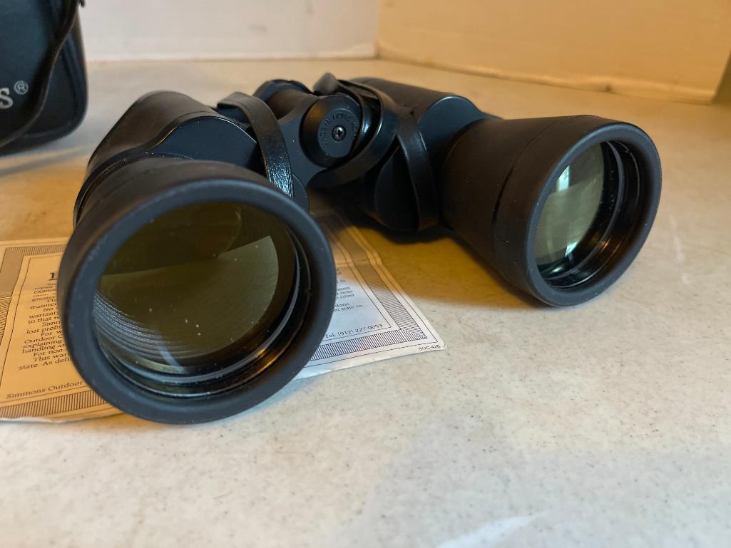 Pair of Simmons Binoculars with Case and Missing one of the Lense Covers