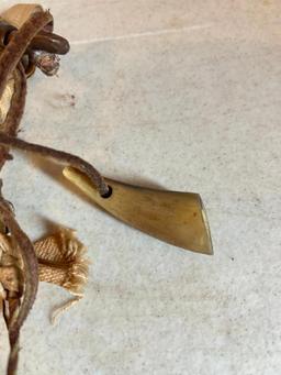 Wood Powder Horn and Fur Ammo Holder as Pictured