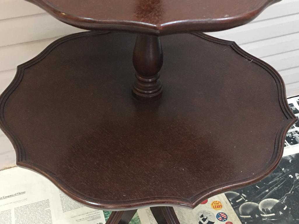 3 Tier Mahogany Pie Crust Table