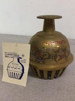 Large Vintage Limited Edition Brass Elephant Claw Christmas Bell of Sarna India 1976