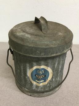 Vintage Galvanized Can w/Lid by USS Boyco