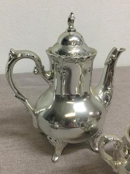 Three Piece Silver Glazed Ceramic Coffee Set