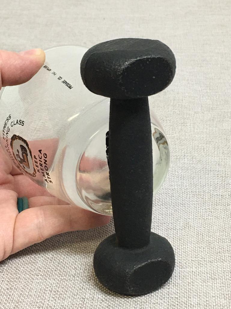 Vintage Barbell Drinking Glass (Cast Iron Barbell)