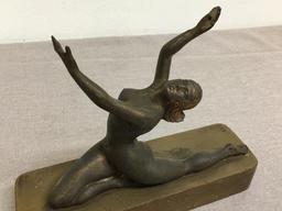 Vintage Nuvo Statue on Wood Base