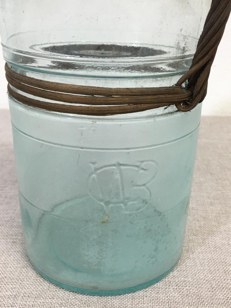Antique Glass Jug w/ Wicker Wrapped Handle