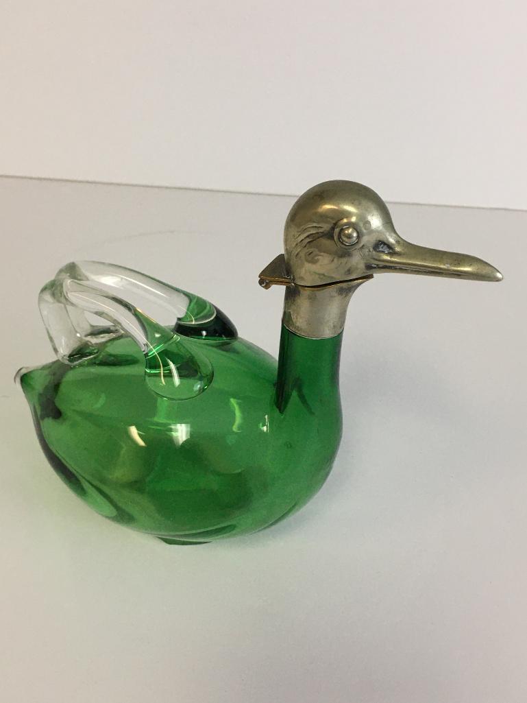 Vintage Duck Glass Decanter Made in Czechoslovakia