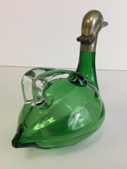 Vintage Duck Glass Decanter Made in Czechoslovakia