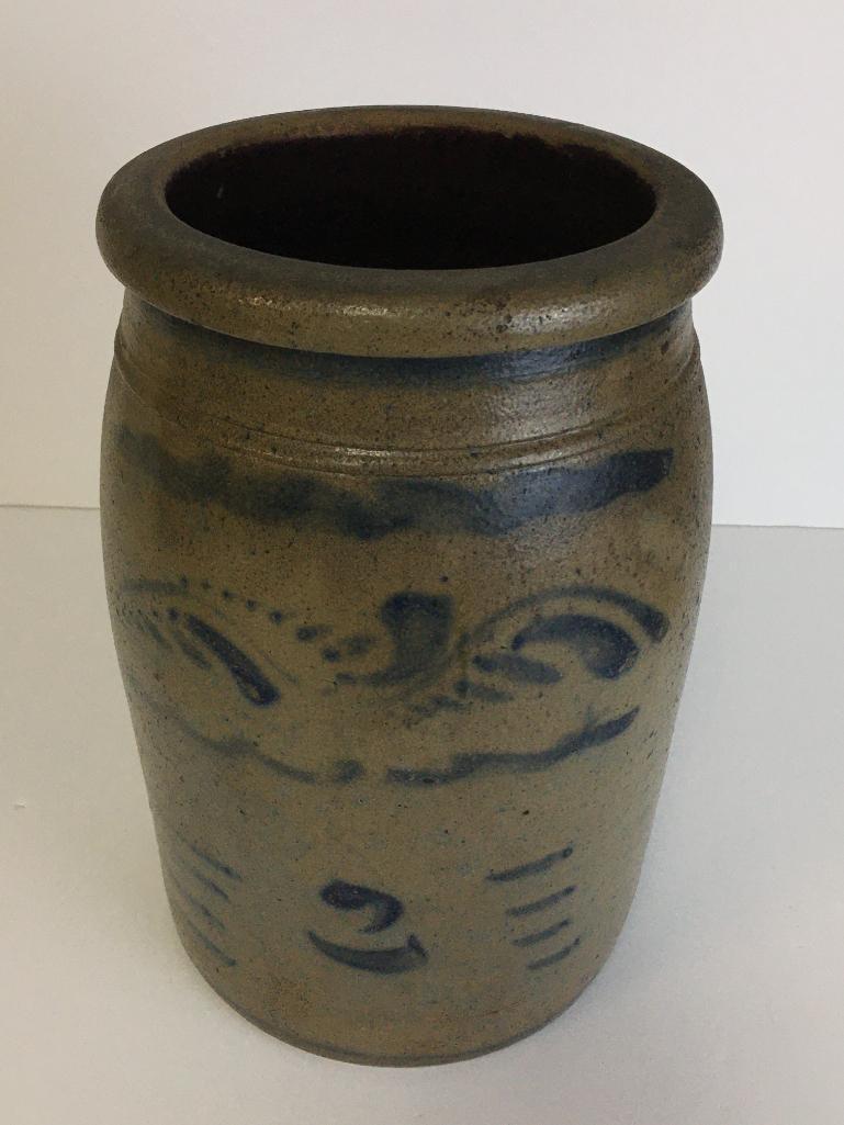 Antique Stoneware Crock w/Blue Markings