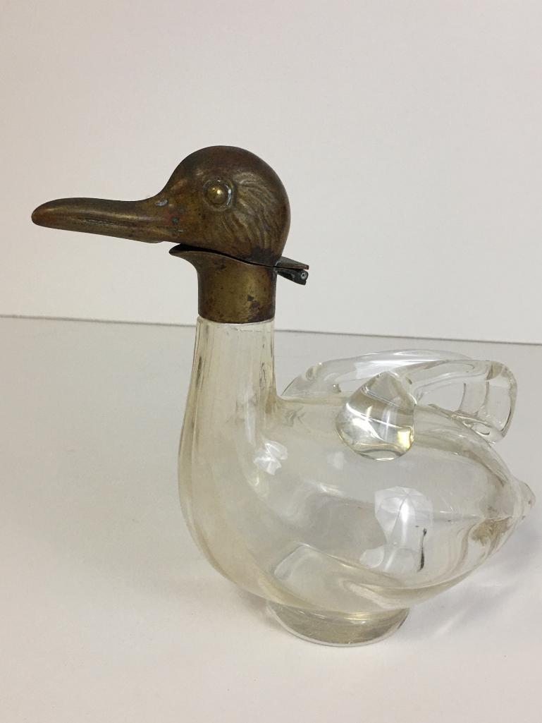 Vintage Brass Duck Austrian Decanter