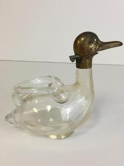 Vintage Brass Duck Austrian Decanter