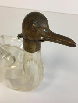 Vintage Brass Duck Austrian Decanter