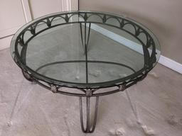 Wrought Iron and Glass Coffee Table