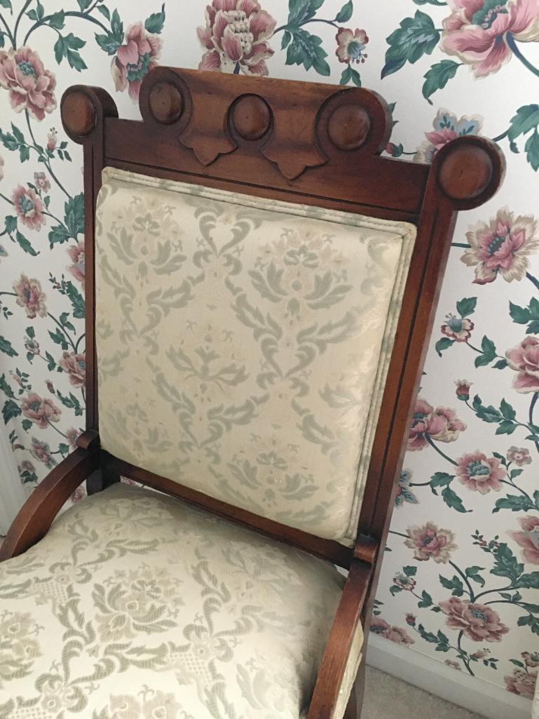 Antique Upholstered Chair on Casters