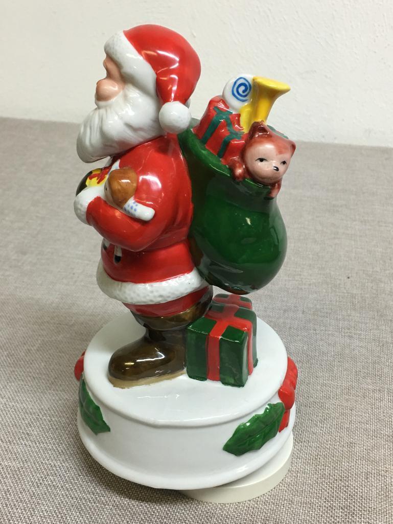 Vintage Porcelain Santa Claus Music Box