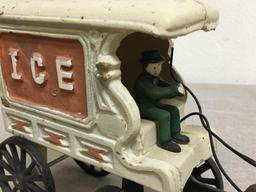 Vintage Cast Iron Horse Drawn Ice Wagon