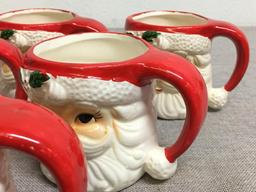 Group of Six Vintage Santa Claus Mugs