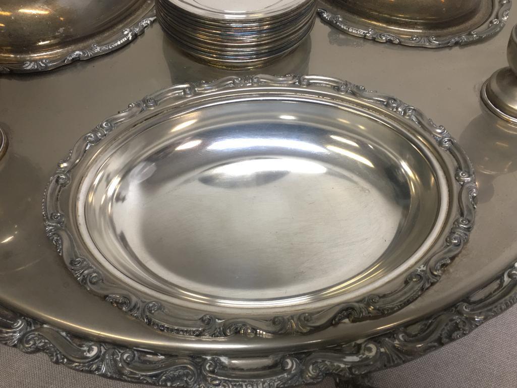 Antique Silverplated Lazy Susan Dinner Server