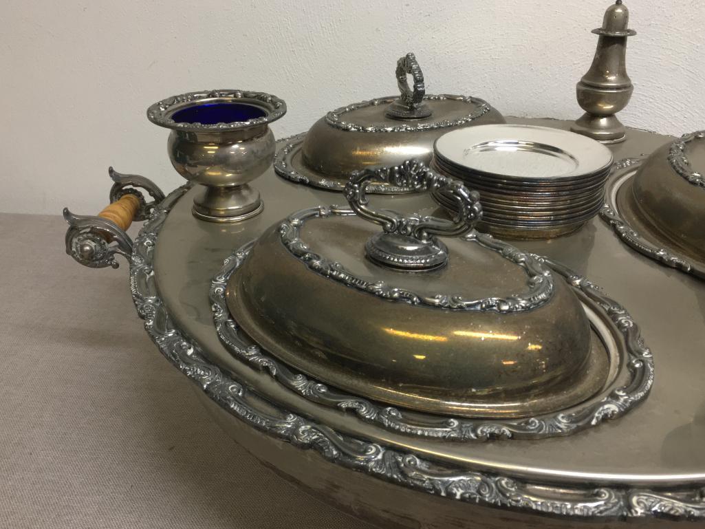 Antique Silverplated Lazy Susan Dinner Server