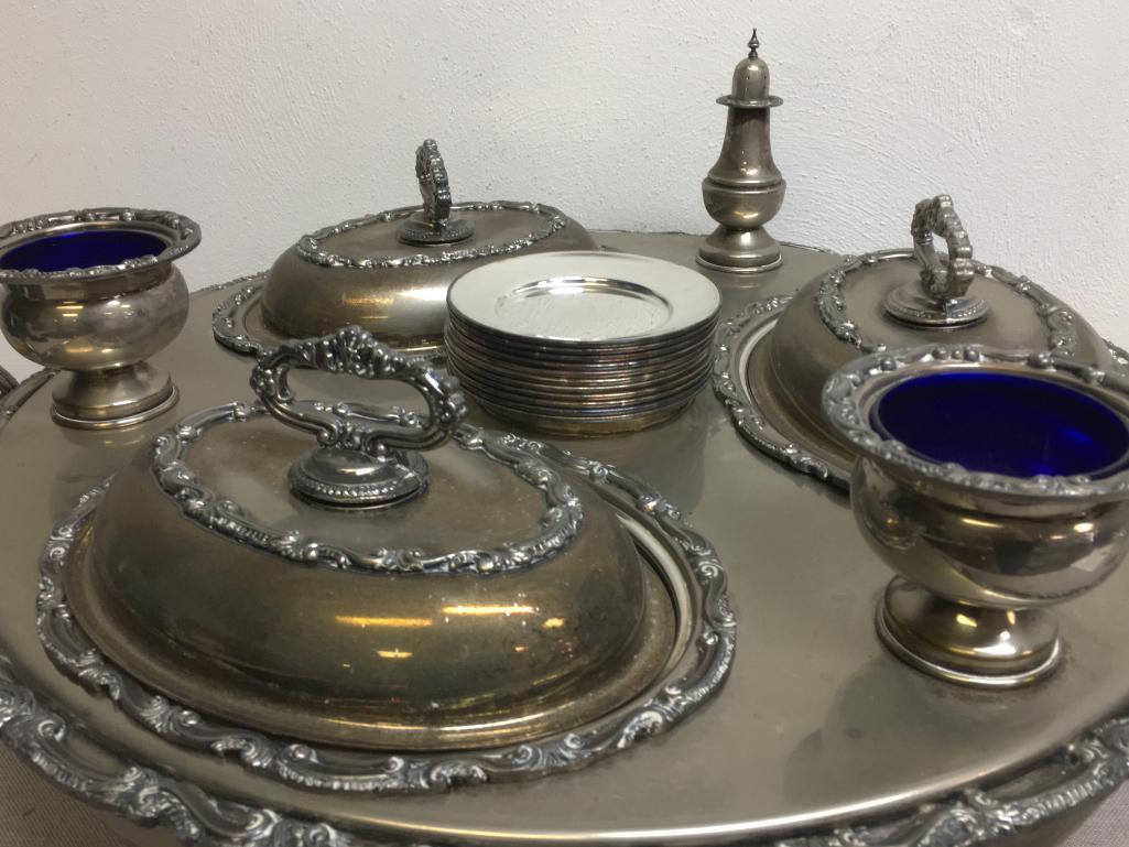 Antique Silverplated Lazy Susan Dinner Server
