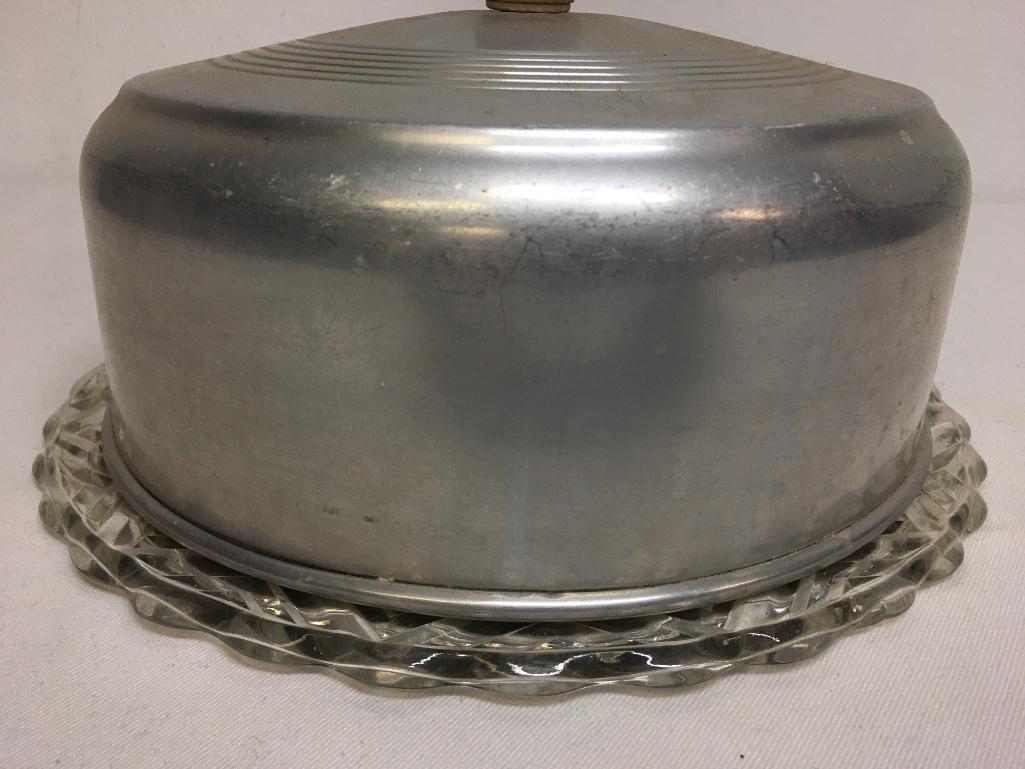 Vintage Aluminum Top Cake Plate