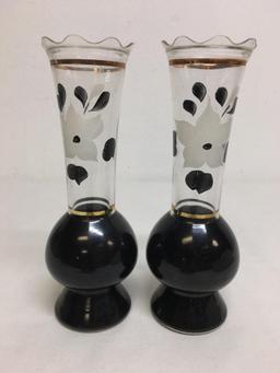 Pair of Hand Painted Glass Vases