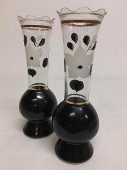 Pair of Hand Painted Glass Vases