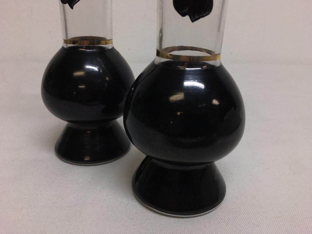 Pair of Hand Painted Glass Vases