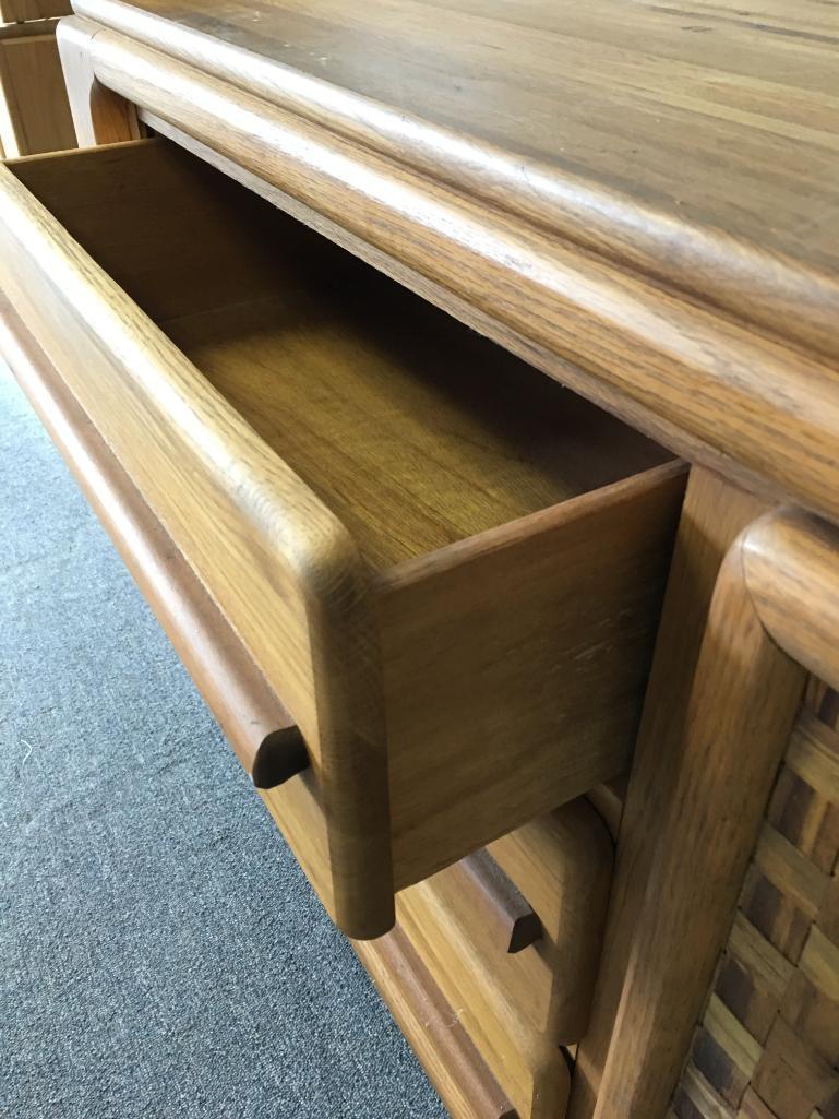 Vintage Dresser w/Basket Weave Detail, Mirror and Six Drawers