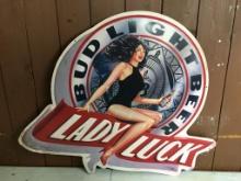 Metal Bud Light Lady Luck Sign