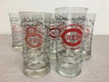 Set of 9 Cincinnati Reds Drinking Glasses - 1975 World Champs