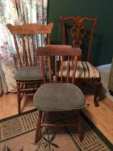 Group of 3 Wooden Chairs