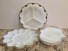 Grouping of Vintage Milk Glass Trays