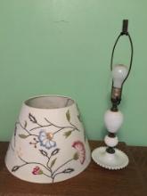 Milk Glass Lamp and Decorative Shade