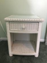 Wicker Night Stand with Glass Top