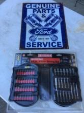 Two Piece Lot Incl Tin Ford Service Sign and Craftsman 54 Pc. Power Driving Set New in Package
