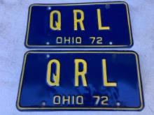 Pair of Vintage 1972 Ohio License Plates
