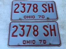 Pair of Vintage 1970 Ohio License Plates