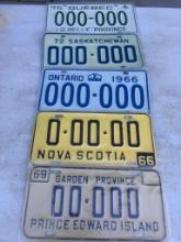 Set of Five Vintage Canada License Plates