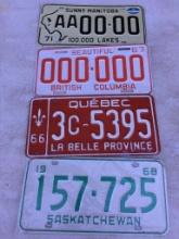 Set of Four Vintage Canada License Plates