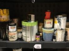 Third Shelf of Sand Blast Cabinet of Misc Paint Cans and More (Cabinet Not Incl)