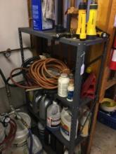 Metal Garage Corner Shelf Incl Shelf, Windshield Washer Fluid, Coolant, Hoses and More