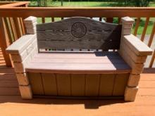Outdoor Plastic Storage Bench and Contents