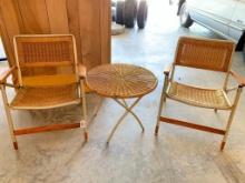 Three Piece Wicker Folding Table and Chairs